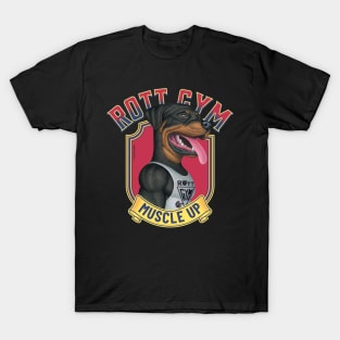 Fun Rottie Dog with tank top with red and yellow trim T-Shirt